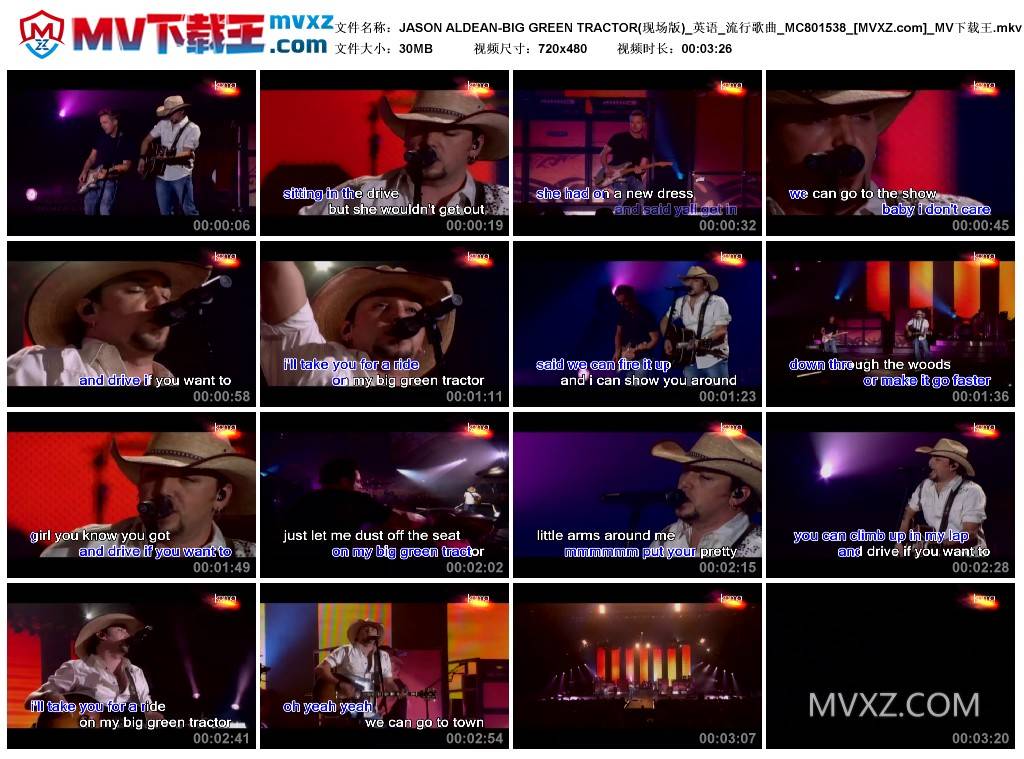 JASON ALDEAN-BIG GREEN TRACTOR(现场版)_英语_流行歌曲_MC801538